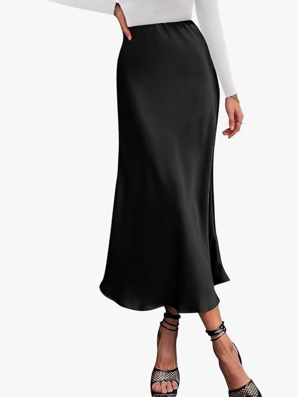 Classic Black Satin Maxi Skirt NWT